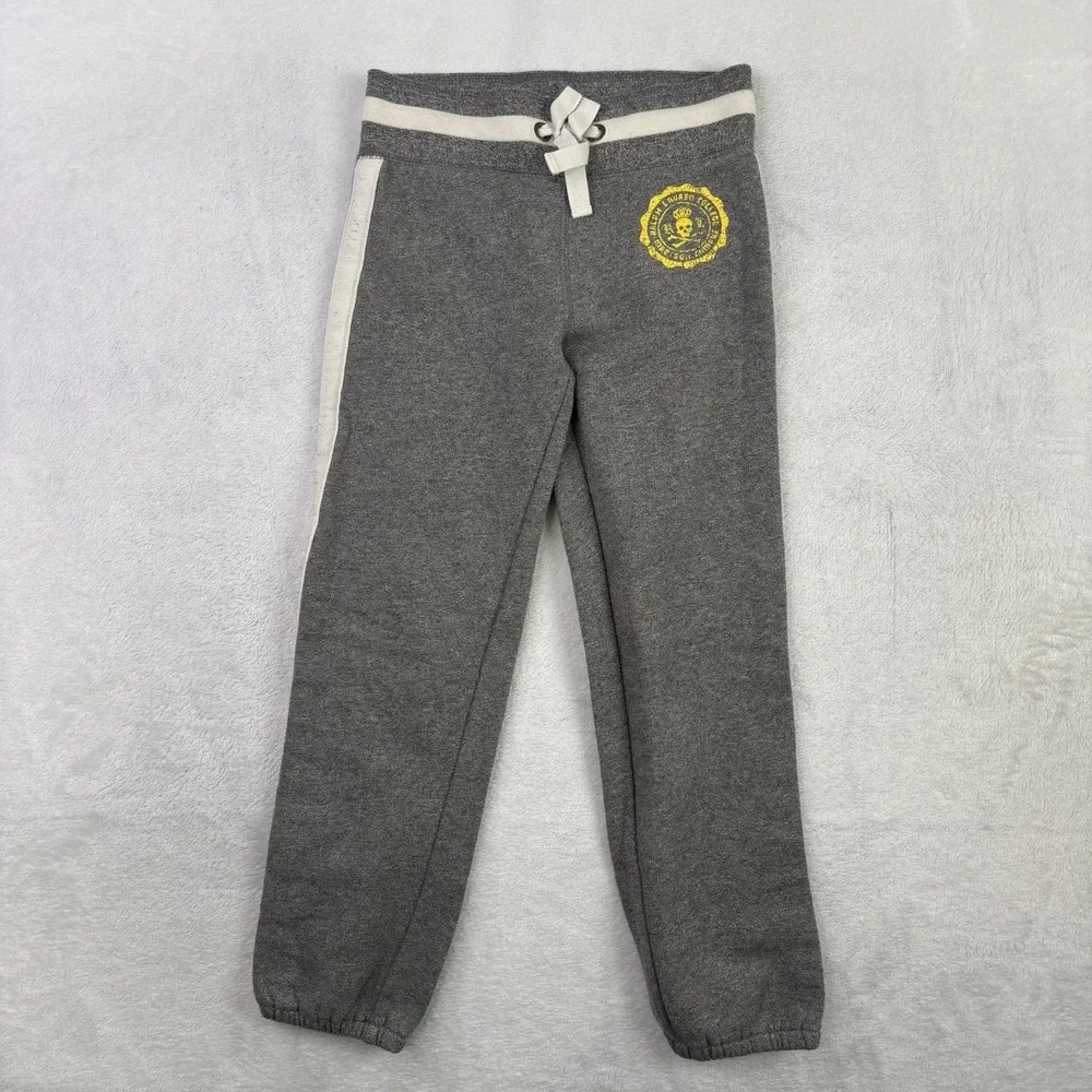 Ralph Lauren College Skull Bones Grey Fleece Sweatpants Youth Small 7